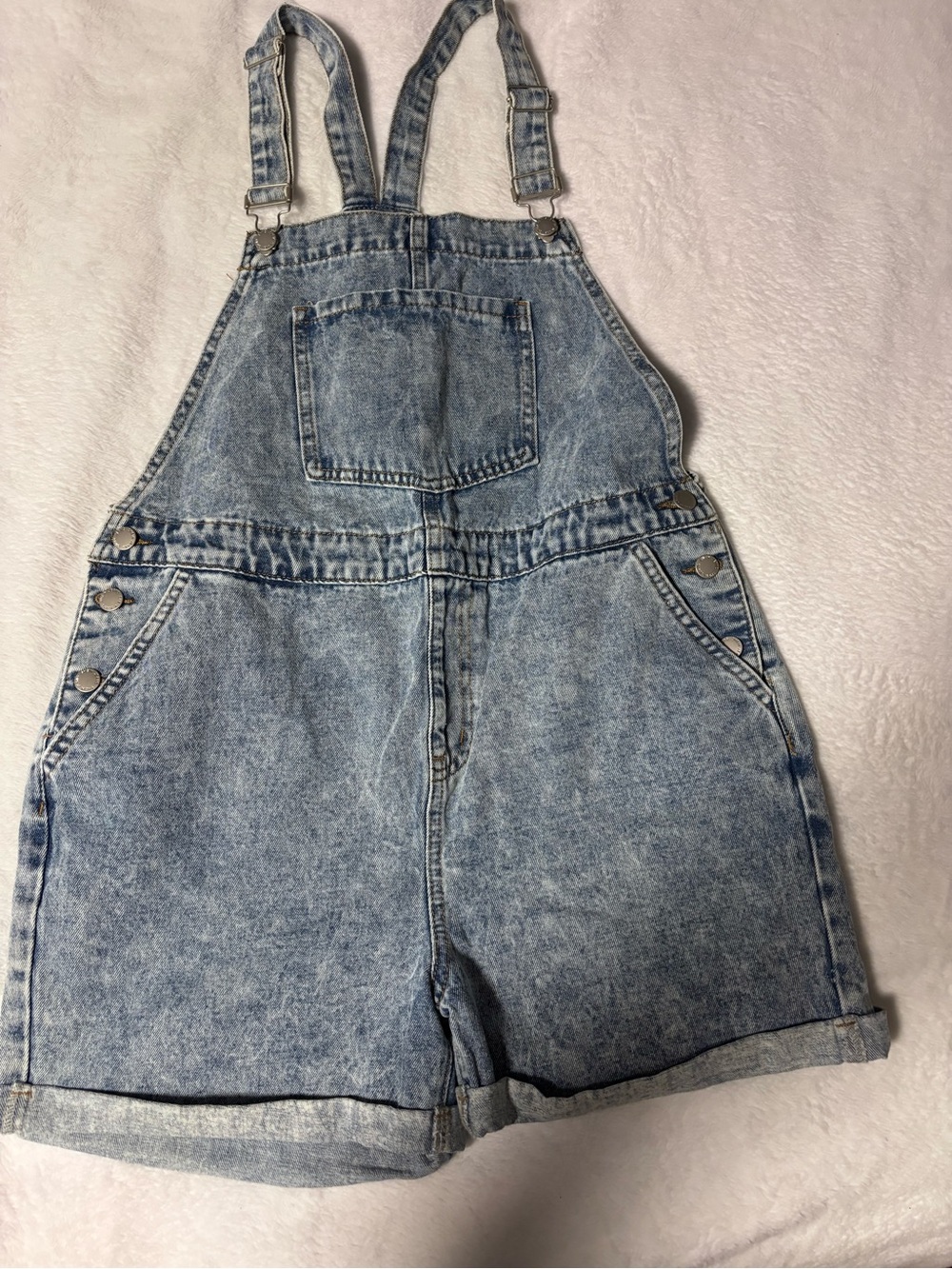 Denim Short Maternity  Overalls - Light Blue